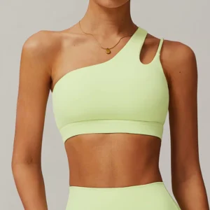 One-Shoulder Asymmetric Sports Bra - Green