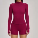 Slim Fit Thumbhole Gym Jacket - Raspberry